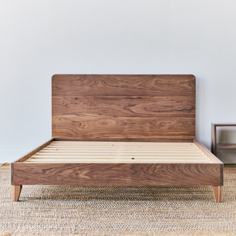 City Bed Frame: Our Essential Platform Bed (Walnut color with Headboard)